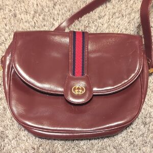 Gucci Maroon Leather Crossbody Bag